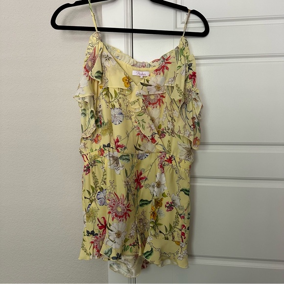 Parker ringly cold shoulder floral silk yellow romper - Picture 11 of 11